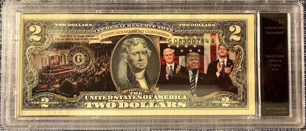 Rare US $2 Bill Featuring Donald Trump Congress Speech - Limited Edition by Bradford Exchange