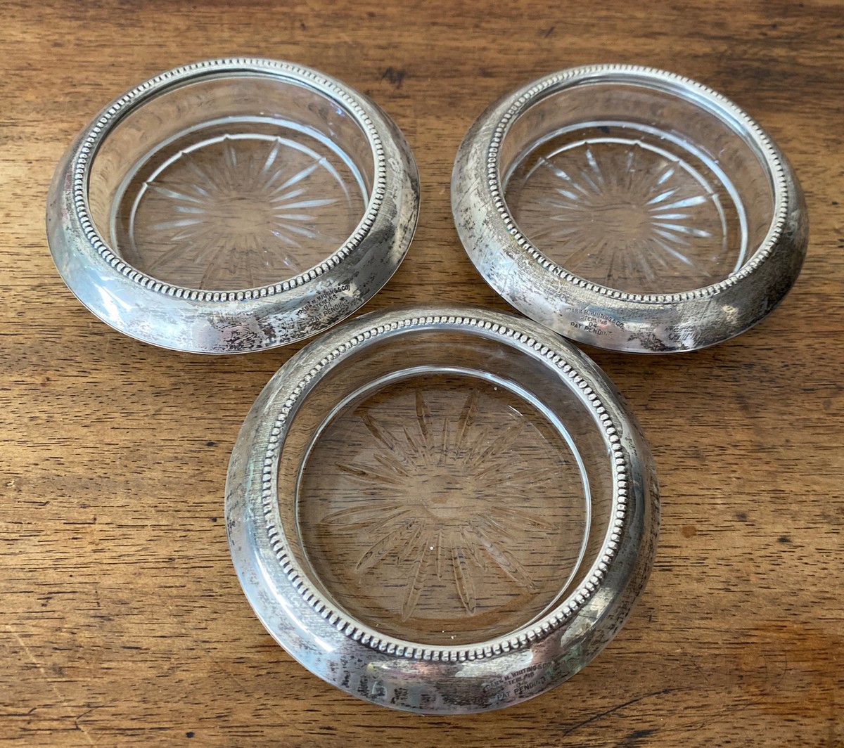 3 Vintage Frank Whiting & Co Sterling Silver Crystal Glass