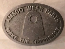 Vtg AMSCO Wear Parts Belt Pewter Buckle Industrial Advertising USA 