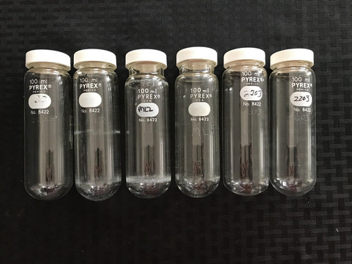 (6) PYREX Glass 100mL Heavy Duty Round Bottom Centrifuge Tube w/Cap 8422-100