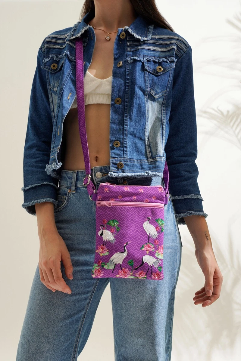 Handcraft Crane/Lotus Sling Bag u0026 Big Handle Purple Bag for Women u0026 Girl |  eBay
