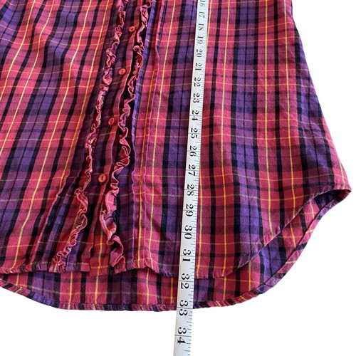 Betsey Johnson Intimates Plaid Cotton Sleep Shirt S Cozy Comfort Ruffles - Picture 9 of 9