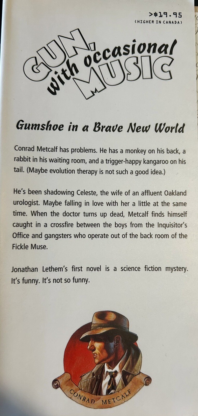 Gun, with Occasional Music by Jonathan Lethem (1994, Hardcover) for