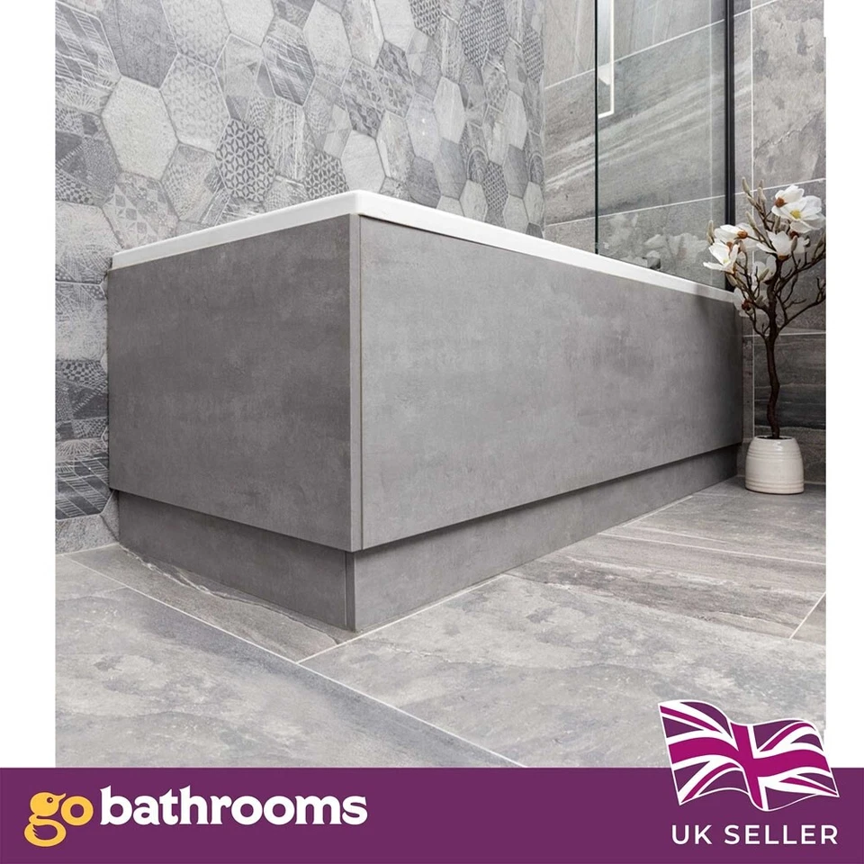 Concrete Grey MDF 1800mm Adjustable Bathroom Front Bath Panel | Can Cut To Size