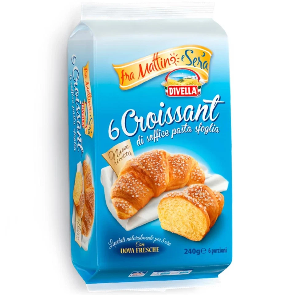 MERENDINE DIVELLA CORNETTI ZUCCHERATI CLASSICI 6 PZ 240 GR CROISSANT VUOTI