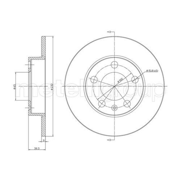 Metelli 2X Bremsscheibe Hinten Ø232Mm Voll FüR VW Golf IV 1J1 1.4 16V 1.6 Polo-image