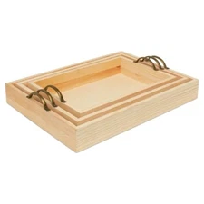 Unfinished Wood Nesting Serving Trays with Handles Set of 3 Play Tray for Cra...