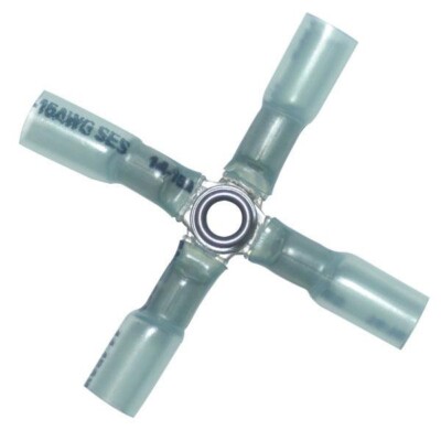 Heat Shrink Crimp 4-Way Terminal 16-14 Gauge Wire Connector - USA - 10 Pack