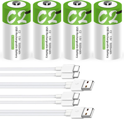 C Batteries 4 Pack Rechargeable C Batteries5000Mwh C Size Batteries 4 Pack 1