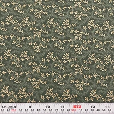 Vintage 2000 Classic Cottons Beige Vines on Green Cotton Fabric by the HALF YARD