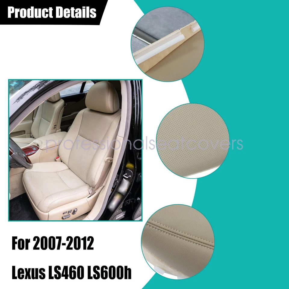 Cubierta de asiento de repuesto para Lexus LS460 LS600h 2007-2012 ambos lados inferior/parte superior bronceada Foto 4 de 4