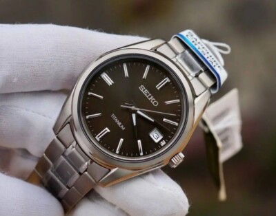 Seiko SUR375P1 Black Analog Titanium Case Quartz Sapphire Men's Casual  Watch