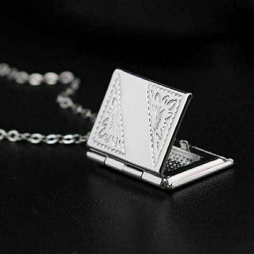 Mujer Hombre Plata Libro Caja Foto Medallón Colgante e e T Collar M1* W1 F9G4 - Imagen 4 de 8