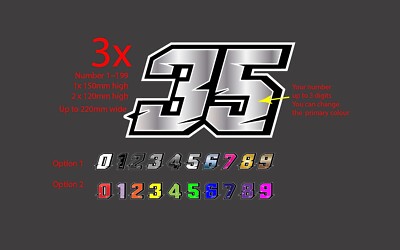 Racing Race Number MX & ATV Numbers Sticker Vinyl Decal Motocross Dirt ...