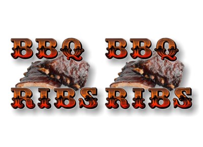 BBQ Ribs Decals Meat Butcher Concession Stand Store Menu Board
