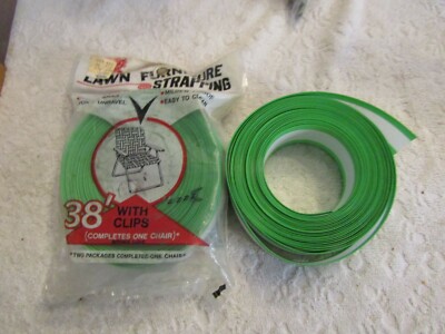 Vintage Frost King USA Lawn Furniture Chaise Chair Strapping Green White 2'' NOS