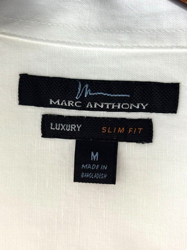 Camicia Luxury Marc Anthony Misto Lino Bottoni Slim Fit Nuova con etichette, Uomo Medium - Foto 4 di 8