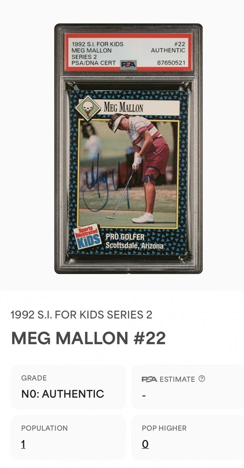 MEG MALLON ROOKIE AUTO SPORTS ILLUSTRATED FOR KIDS SI 1992 USA LPGA GOLF DNA PSA - Image 4 of 4