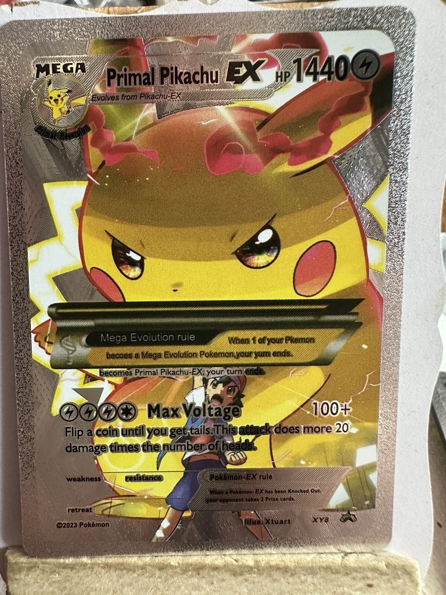 Ash Pikachu VMax Silver Foil Fan Art Card Thunder Body NM/M