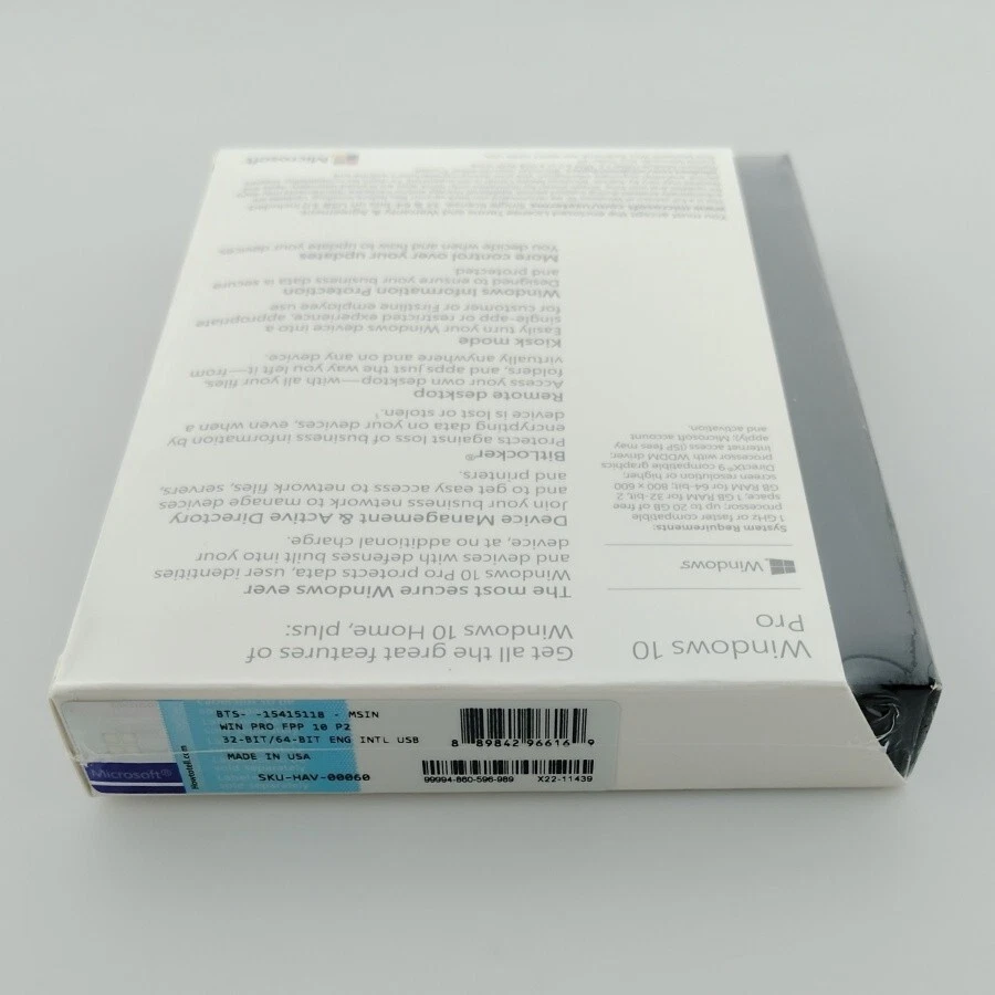 Nueva unidad flash USB Windows 10 Professional 32/64 bits caja al por menor nueva sellada EE. UU. Foto 3 de 4