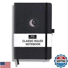 RICCO BELLO Lined Journal Notebook with Pen Holder, Faux Leather Hardcover, C