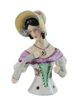 Rare Antique Vtg Half Doll German Porcelain Incised Excellent Condition 3.75"