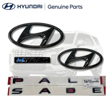 Genuine OEM Hyundai Palisade Black Emblem Set 4PCS Front Rear H Logo Lettering
