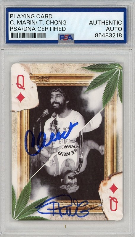 Cheech Marin Tommy Chong SIGNED Cheech & Chong Playing Card PSA Autograph