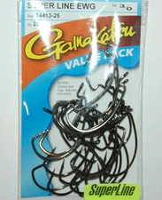 gamakatsu super line 3/0 offset extra wide gap ewg hook 74413-25 value pack 