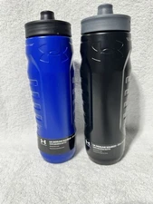 Set Of 2 Under Armour 32oz Sideline Squeeze Bottle Black & Blue New
