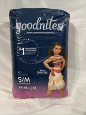 Goodnites Girls Nighttime Underwear, Moana, S/M, 43-68 lbs 14 count,