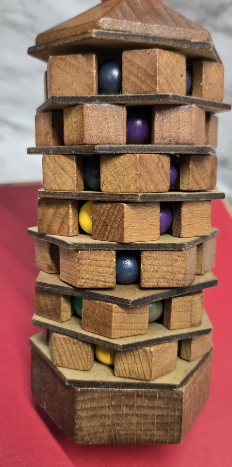 Project Genius Chinese Pagoda Wooden Puzzle Brain Teaser Logic Game Toy - Image 3 of 4