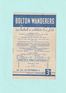 1954/55 LEAGUE DIVISION 1 : BOLTON WANDERERS v TOTTENHAM HOTSPUR XMAS DAY