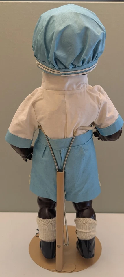 Antigua Composición 17" Muñeca Afroamericana Negra Ojos Dormir Dientes Cabello Moldeado Foto 2 de 4