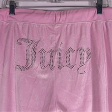 Juicy Couture Light Pink Velour Rhinestone Logo Track Pants Size XL