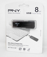 PNY 8GB Flash Drive   USB Retractable Black Photos Music Videos 2012 New SEALED