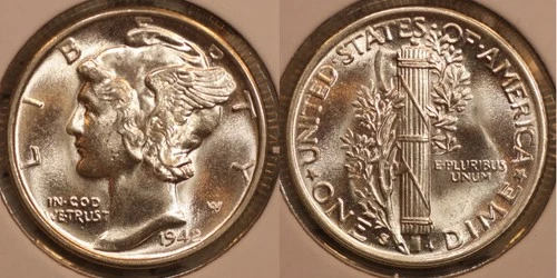 1942 S Mercury Dime GEM- FULL BANDS! BU! From an OBW ROLL 42S0192