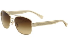 Coach Women's HC7064 HC/7064 9265/13 Gold/Crystal Brown Pilot Sunglasses 56mm