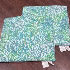 Lilly Pulitzer Pottery Barn Pineapple Euro Pillow Shams Quilted, Set Of 2 EUC