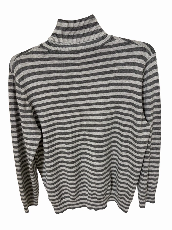 Joseph A. Gray White Striped Mock Neck Sweater XXL Soft Stretch Lightweight - Image 3 of 4