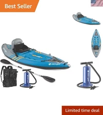 QuickPak K1 Inflatable Kayak - 1-Person - Folds to Backpack in 5 Minutes