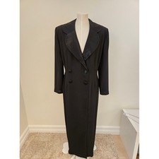 Joseph Ribkoff Black Tuxedo Blazer Dress Satin Lapel Double Breasted Size 12