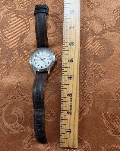 VTG Timex Men Indiglo Tachymeter Day/Date Original Timex Leather Band