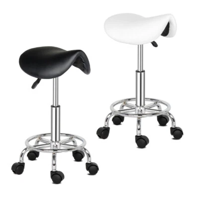 BONNLO 1/2Set Saddle Salon Stool Chair Hairdressing Barber Tattoo Beauty Swivel Seat