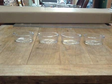 4 Vtg. Pressed Glass Oval Salt Dips Floral Base Pattern