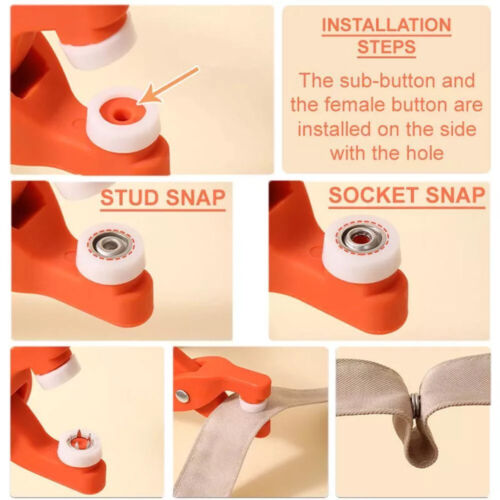 Metal Press Studs Snap Button Fastener With Plier Tool Kit Clothing DIY Tool Set - Picture 11 of 16