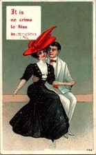 Vintage Postcard It Is No Crime To Kiss In Mo...