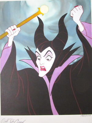 SIGNED MALEFICENT SLEEPING BEAUTY Disneyland WALT DISNEY drawing cel PRINT