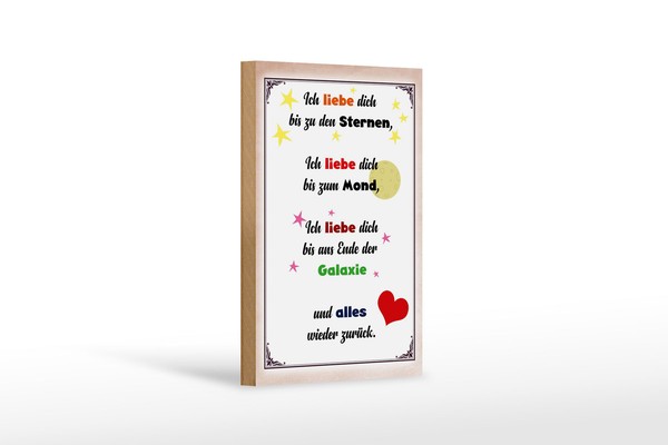 Holzschild Spruch 12X18Cm Ich Liebe Dich Bis Zu Den Sternen Deko Schild-image