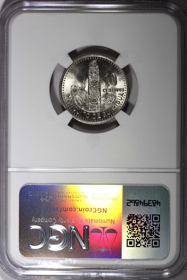 Guatemala Copper-Nickel 1991 10 Centavos NGC MS67 GEM BU KM# 277.5 (041) - Image 3 of 4